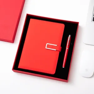 Wholesale Custom Logo A5 Size Premium Business Stationery Two-Piece Set PU Leather Notebook Spiral School Teacher Souvenir Gift