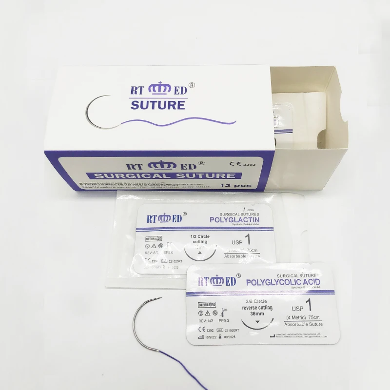 Absorbable Different Types Suturas Nylon Monofilament Polyglactin PGLA Surgical Sutures