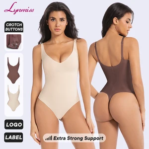 Women Seamless Shapewear Bodysuit Tummy Control Thong Body Shaper Snatched Waist Sculpting Body Suit