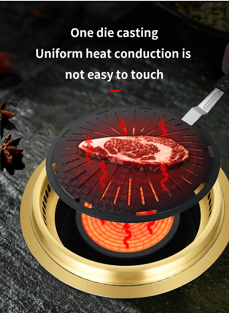 Smokeless 295mm Commercial Non Stick Korean Barbecue Plate Stainless