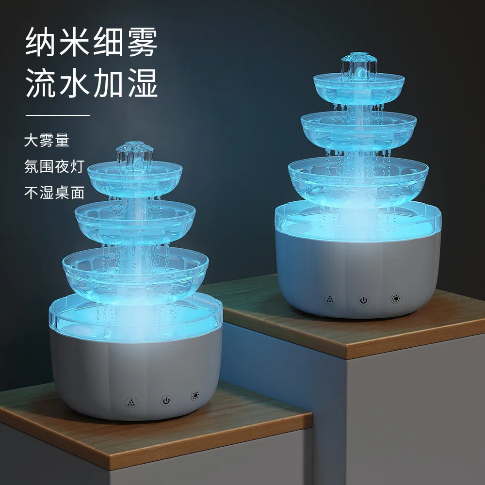 Hot Selling in Stock 7 Colorful Raindrop Humidifier Home Office Aroma Air Refill USB Large Spray Large Capacity Fountain