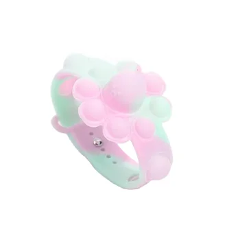 Hot sale Push Bubble Bracelet Pop Fidget Toy Stress Relief Silicone Rainbow Wearable Wristband Bracelet Pop