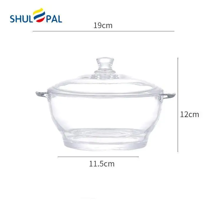 High Borosilicate Glass Soup Pots Classic Cookware 1l Round Clear Glass