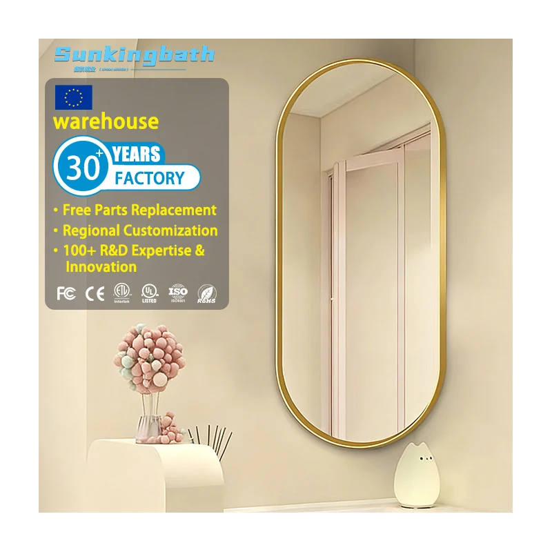 Minimalist Bathroom Aluminum Frame Mirror Adjustable Wall Mounted Mirror Makeup Decorative Mirror for Residential
