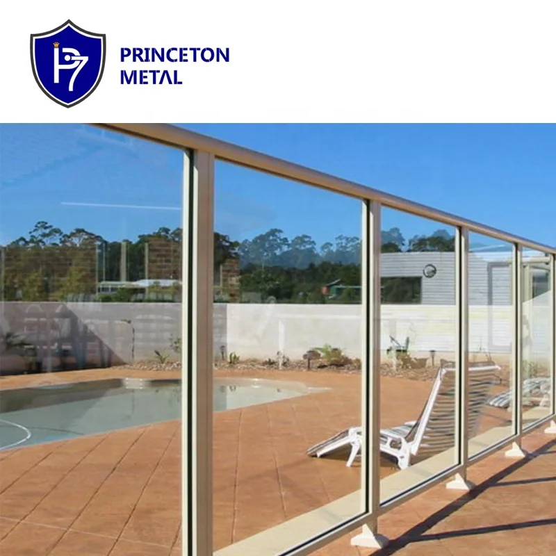Princeton Modern Design Aluminium Glass Handrail and Balustrade for Stairs and Balcony for Home and Office
