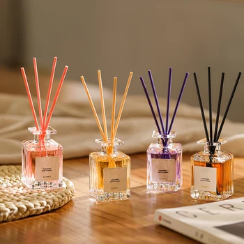 Custom Glass Bottle Perfume Essential Oil Reed Aroma Reed Diffuser Sets Wholesale Fragrance Scented Diffuser For Home