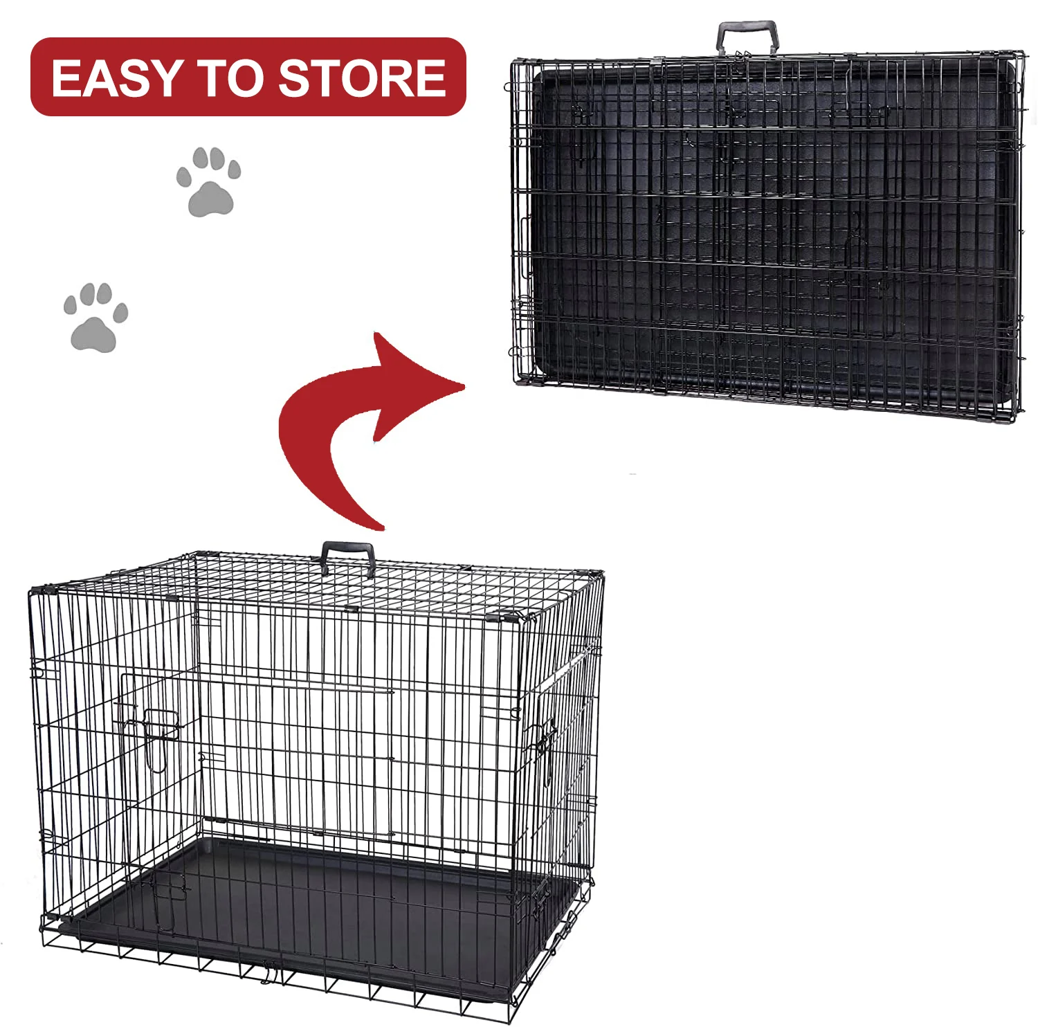 2022 New Design Custom Double Doors 48 Inch Metal Large Pets Crates Dog Cages