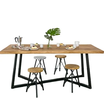 High quality retangular wood 8 persons long dining table for restaurant