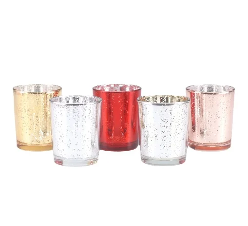 Fragmented electroplated series  aromatherapy starry sky candle cups colourful nordic mercury glass candle holder wholesale
