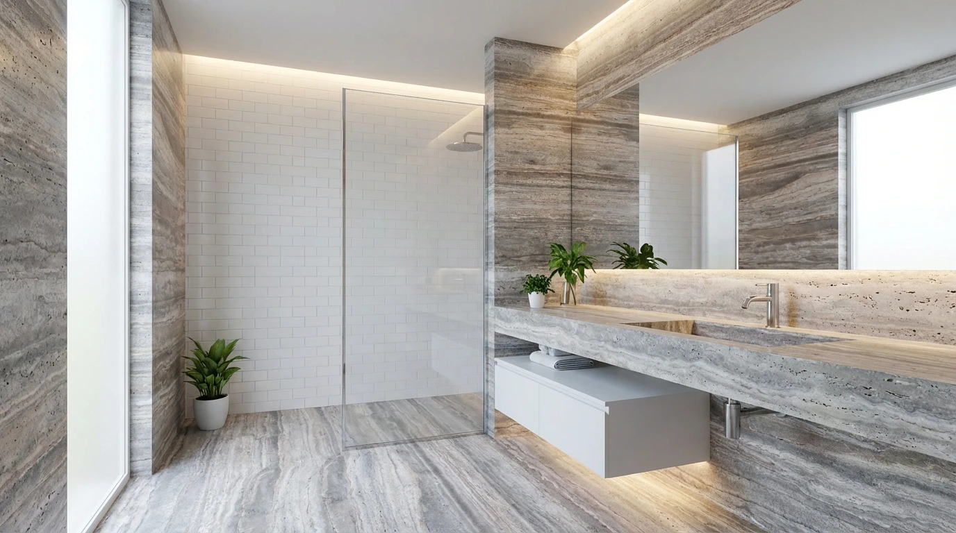 product paia stone pim silver travertine bathroom wall floor tiles vanity countertop slabs cut to size luxury polished water resistant130-1