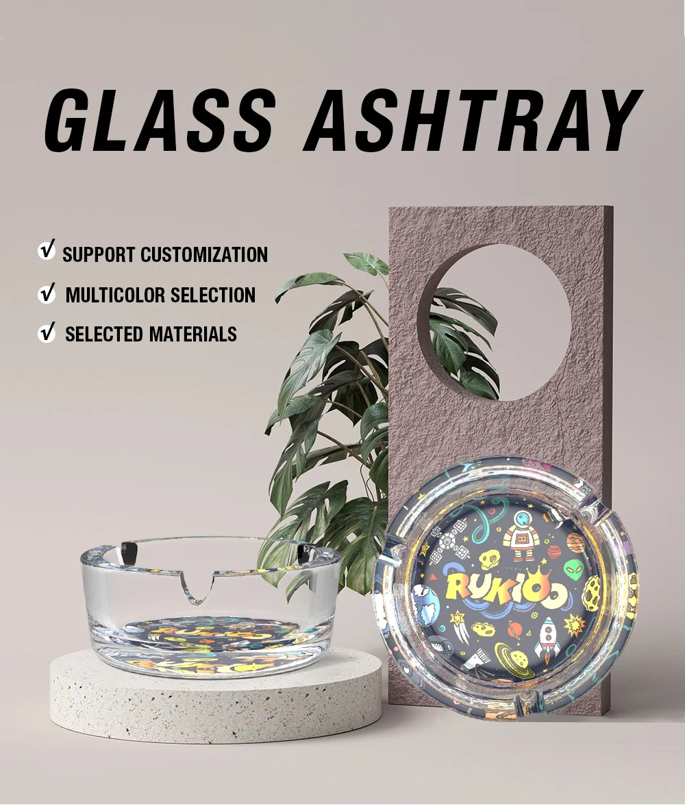 Other Lighters & Smoking Accessories Glass Ashtray Custom Logo Glass
