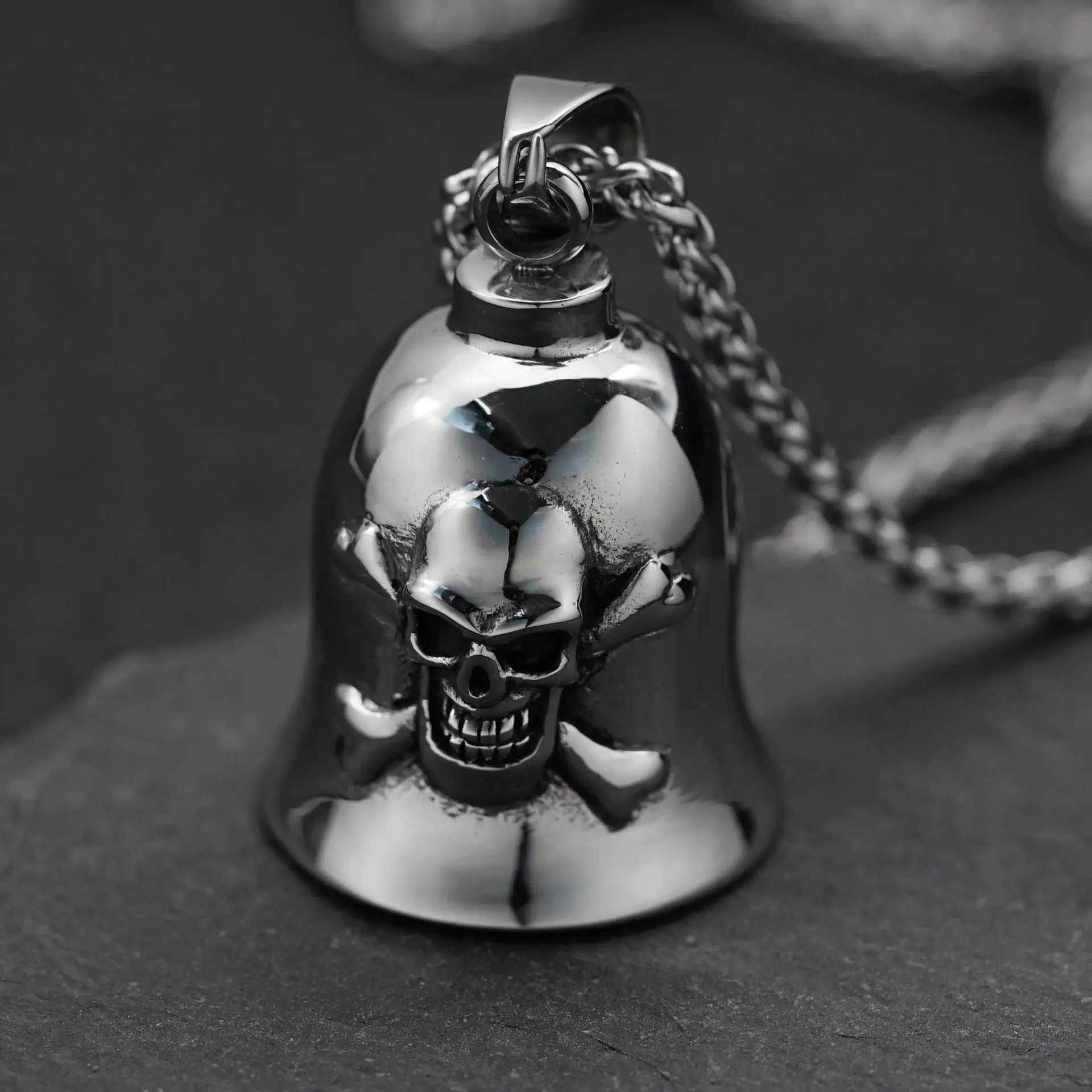 Mens Stainless Steel Skull Necklace Bikers Cross Necklace