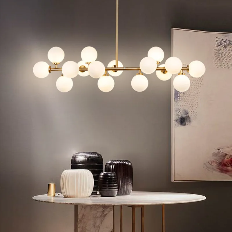 Nordic Black Loft Living Dining Room Magic Bean Molecular Chandelier, Simple  Creative Dining Table bar Glass Bubble Ball Lamp
