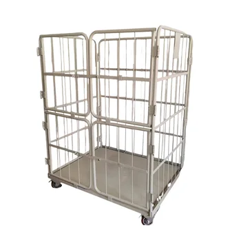 Hot Selling Cost-Effective Folding Steel Wire Mesh Pallet Metal Collapsible Storage Roll Cage Trolley