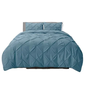 Pinch Pleated Pure Color Custom Embroidered Microfiber Hotel Bedding Duvet Cover Sets