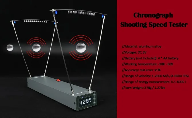 Cronógrafo de precisión balística 30-9999 FPS Medidor de velocidad Medidor  de área efectiva grande utilizado para tenis, bádminton, tiro, cronógrafo