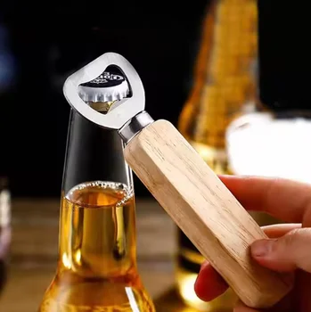 Customized Design Wooden Beer Bottle Opener with Laser Engraved Beech and Bamboo Handle
