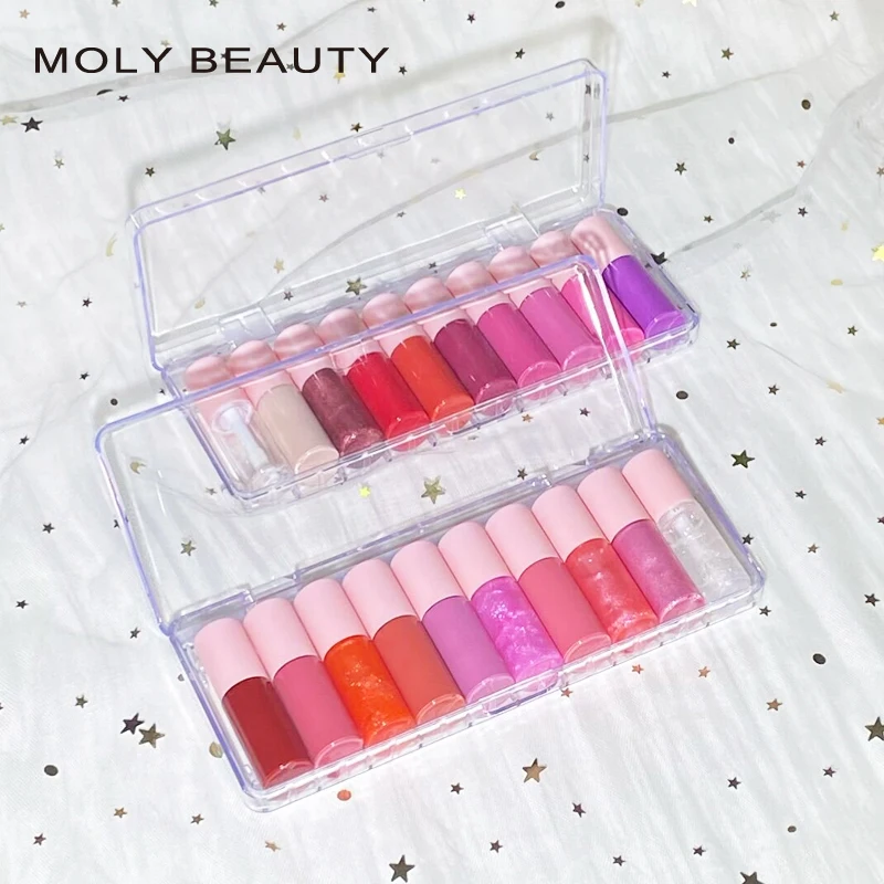 Mini Lip Gloss Set No logo Matte Glossy Lipgloss Private Label pink Cosmetics Lipgloss