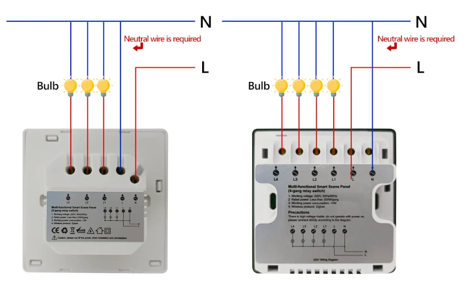 2026 New Arriving 4 Inch 1 2 3 Gang Full Screen Tuya Smart Home Zigbee Wall Switch Wifi Switch Smart Home Scene Panel