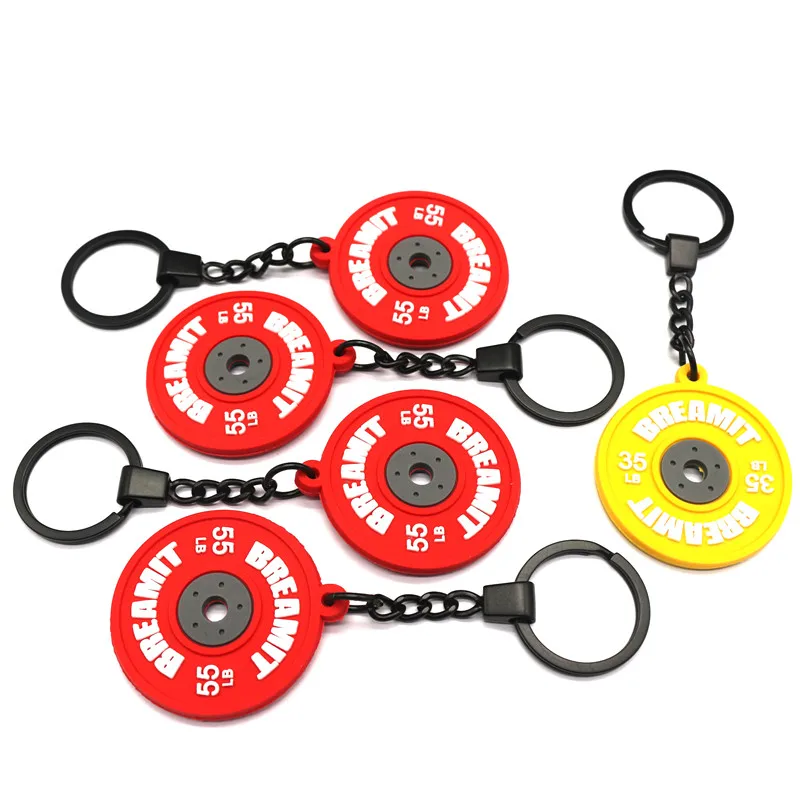 Promotion Personalized High Quality Rubber Barbell Key Chains Holder