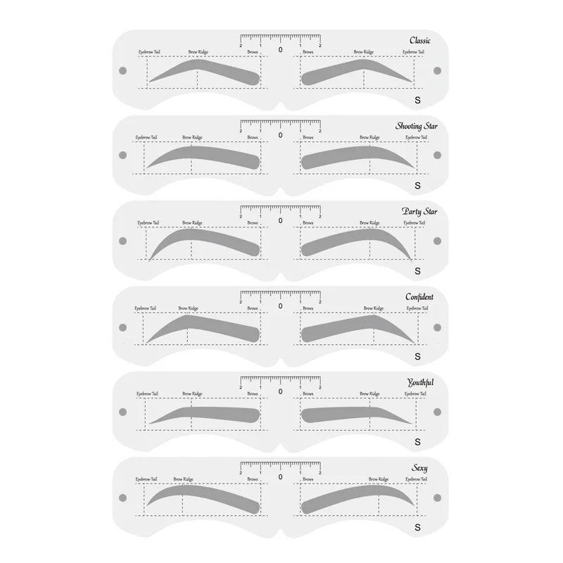 6 шт. аксессуары для макияжа Инструменты Трафарет для бровей Набор наклеек для формирования бровей Трафарет линейка набор конструированных трафаретов для макияжа бровей
