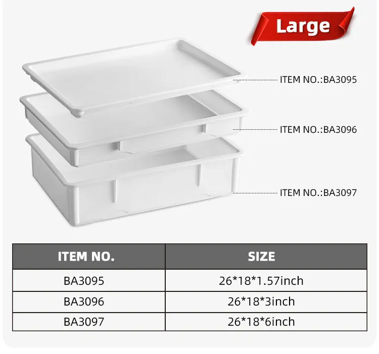 Bakeware restaurant white plastic pizza dough proofing box stackable storage pizza dough tray details