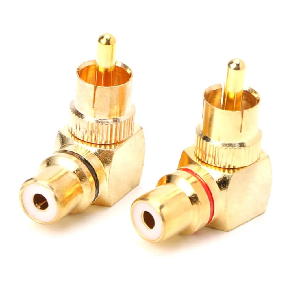 Rca Right Angle Adapter Male To Female Copper Gold Plated 90 Degree L ...