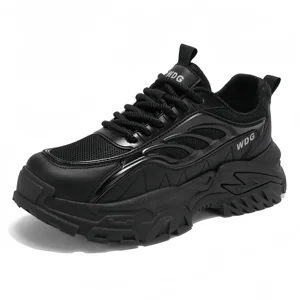 Couple Casual Sports Shoes Thick Bottom Fashion Dad Style with Breathable Mesh Lining Light Weight Lace-Up Closure