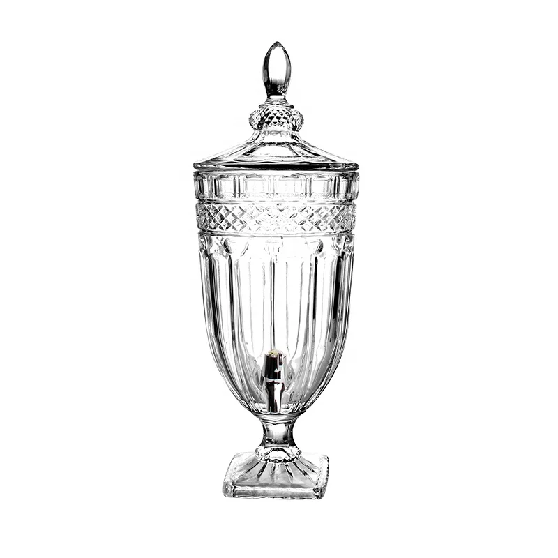 Classic Design Pressed 6000ml Juice and Beverages Storage Jar for bar Restaurant Personalize Wholesale Bottle With Tap Glass