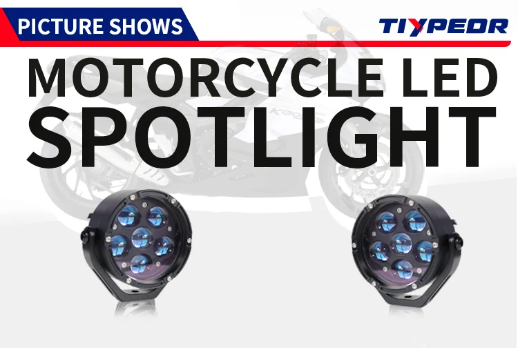 TIYPEOR Motorcycle Super Bright Spotlight High Power LED Work Driving Head Fog Light Auxiliary Headlight for Off-Road ATV UTV details