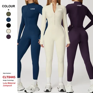 Custom High-Quality Autumn Winter Bodysuits Tight Fleece Yoga Jumpsuit Women Outdoor Warm Sports Bodysuits for Running Fitness