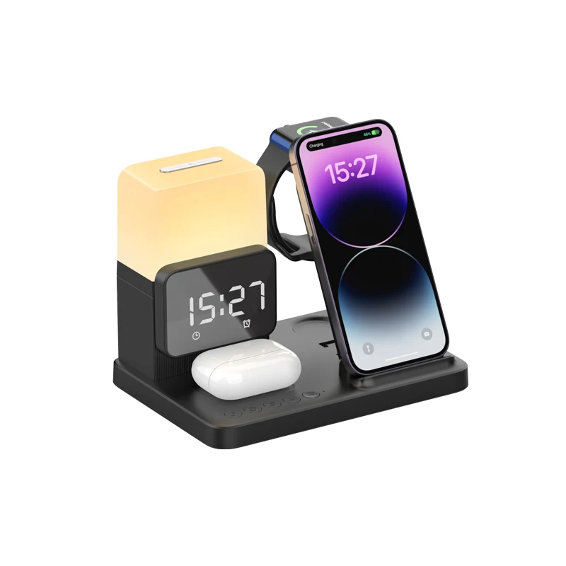 Z15 Wireless Charger Newest 6 in 1 Stand Alarm Clock Fast Charger Type C Z15