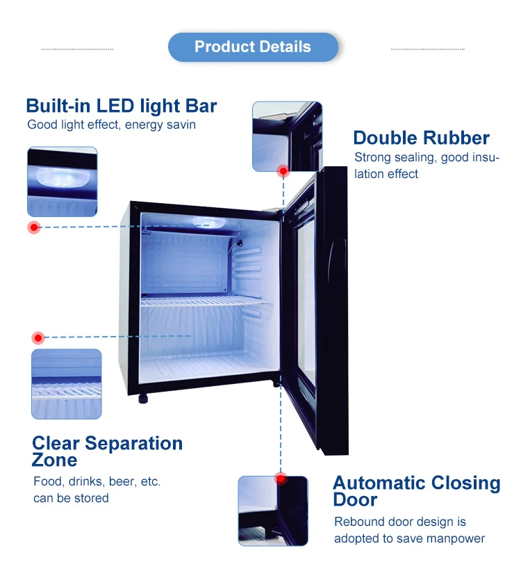 Vanace Sc52 Hot Sale Glass Door 52l Small Cute Car Hotel Mini Fridges