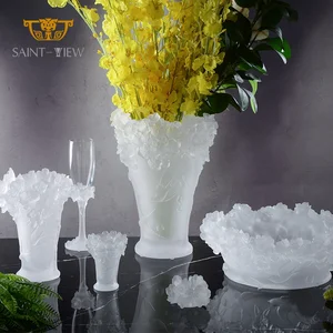 New Design Ramadan Eid Decorations Luxury Crystal Glass Sakura Flower Vase for Wedding Centrepiece