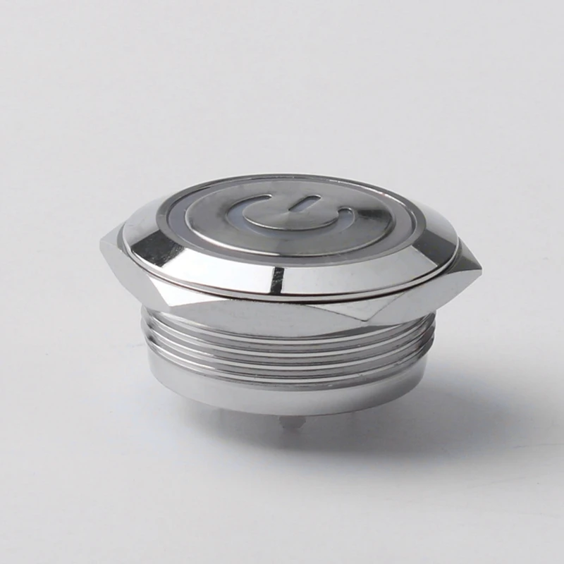 Промышленный 22 мм кнопочный 1NO кольцо 12 вольт Мгновенный 4 Терминал подсветкой металлический выключатель питания