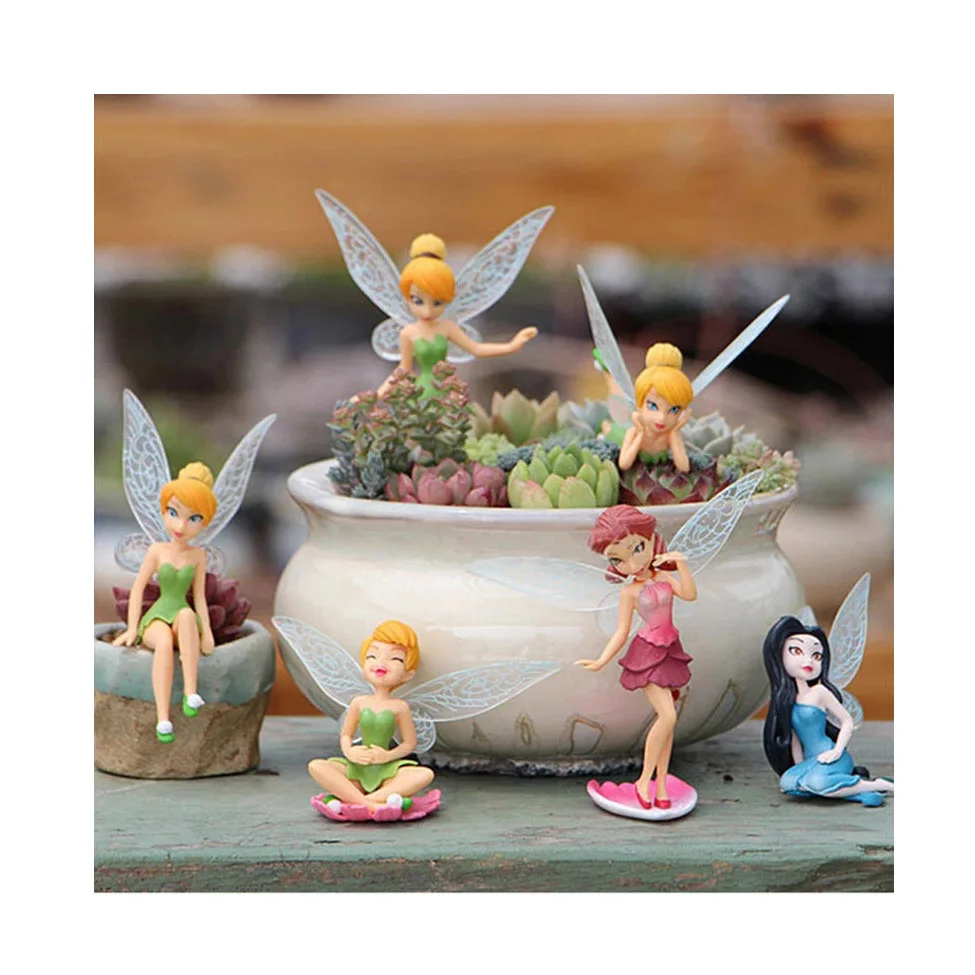 6Pcs Flower Fairy Pixie Tinker Bell Garden Ornament Home Decor Decoration Craft 
