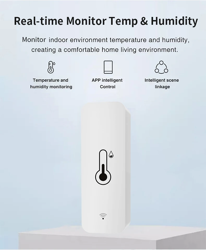 Tuya WiFi/Zigbee Smart Temperature Humidity Sensor Indoor Hygrometer APP  Remote Monitor Via Smart Life Works With Alexa Google