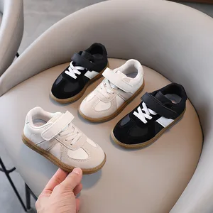 Children's Spring and Autumn Artificial PU Anti-slip Comfortable Flat Bottomed Board Sports Casual Shoes Boys Running Shoes