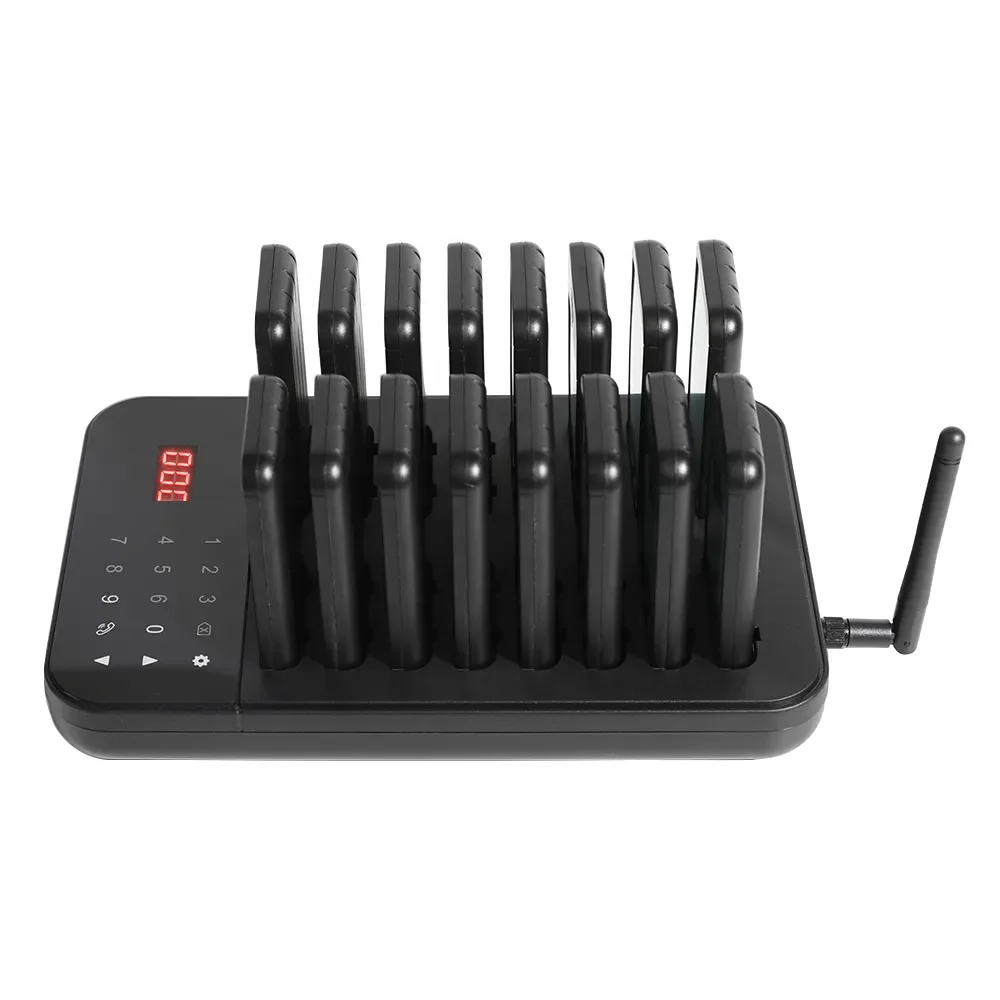 Cafe Mini Waterproof Guest Queue Paging 16 Buzzers Wireless Waiter Coaster Vibrating Beeper Calling System Pager Restaurant