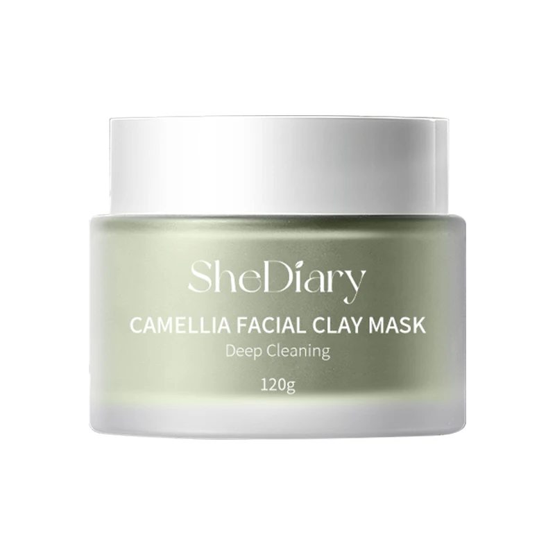 SheDiary OEM ODM Camelia arcilla blanca piel purificante esencia blanqueamiento exfoliante cara barro arcilla mascarilla facial