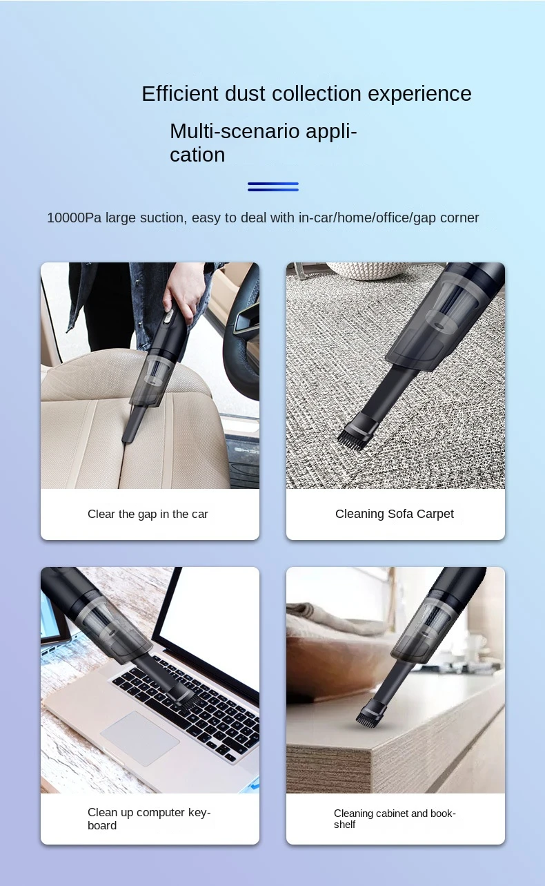 High Quality Car Vacuum Cleaner Mini 10000pa Rechargeable Super Suction