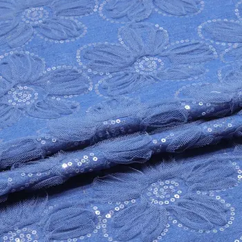 Wholesales Daisy Beads Embroidery Washed Denim Fabric Clothing Fabric Luggage Fabric