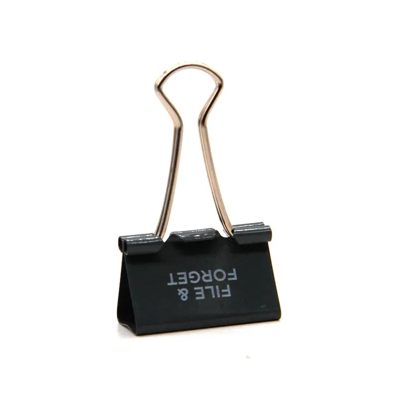wholesale black binder clip with white alphabet metal paper clip