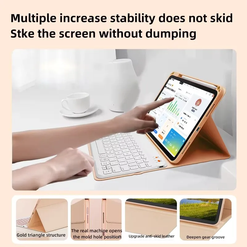 product laudtec multi angle stand tablet cover for ipad 10th generation 2025 skin friendly pu leather daily use smart case pbk323-4