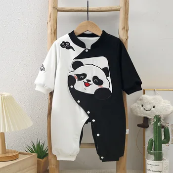 Baby jumpsuit panda thin spring and autumn baby clothes long sleeve ha clothes newborn spring clothes free shipping