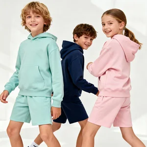 Full Custom Minimalist Style Raglan Sleeve Cotton-Polyester Stretch No-iron Skin-friendly Hoodie Matching Color Sweat Shorts