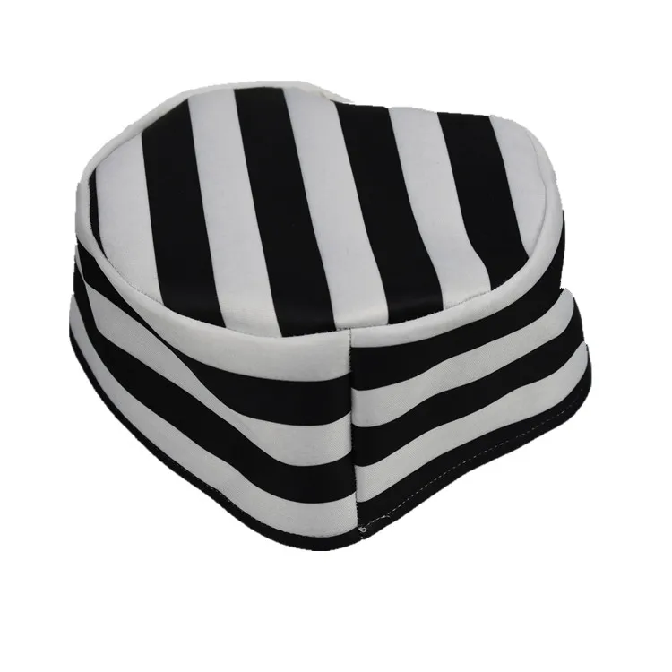 Manwu Factory's Handmade Polyester Prisoner Cap Black and White Striped Hat for Cosplay or Party Character Use