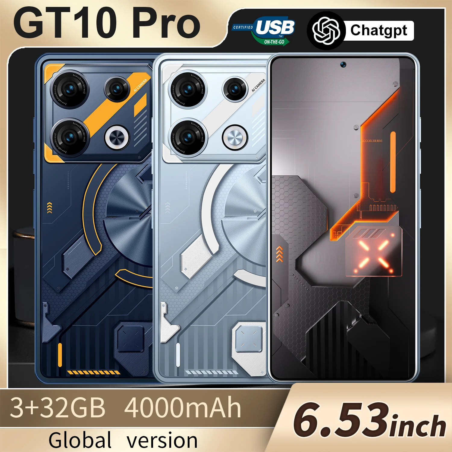Hot Selling Infinix GT10 Pro 3GB+32GB 4G LTE CDMA Android Smartphone Unlocked Gaming LED Display 6.5" Screen