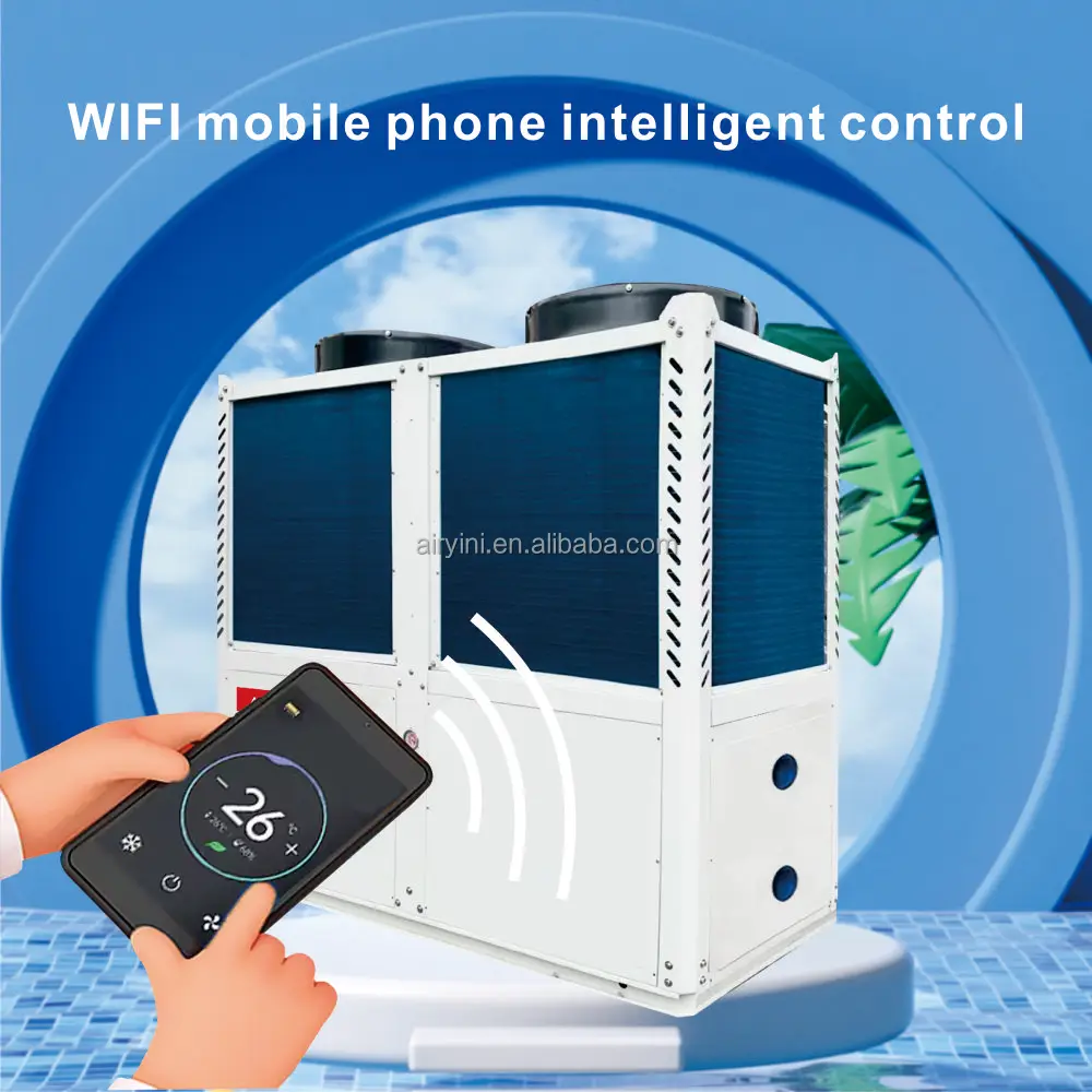 Commercial Large Air Source HeatPump High Temperature Heat Pump Hotel Pool Heating Machine PLC Water Heater for Swimming Pool