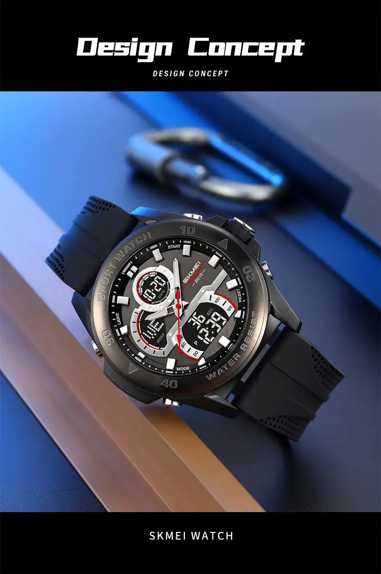 Skmei 2486 Top 10 Brands Hot Sell Man Digital Watch Stylish Silicone Band Waterproof Calender Chronograph Casual Watch Supplier